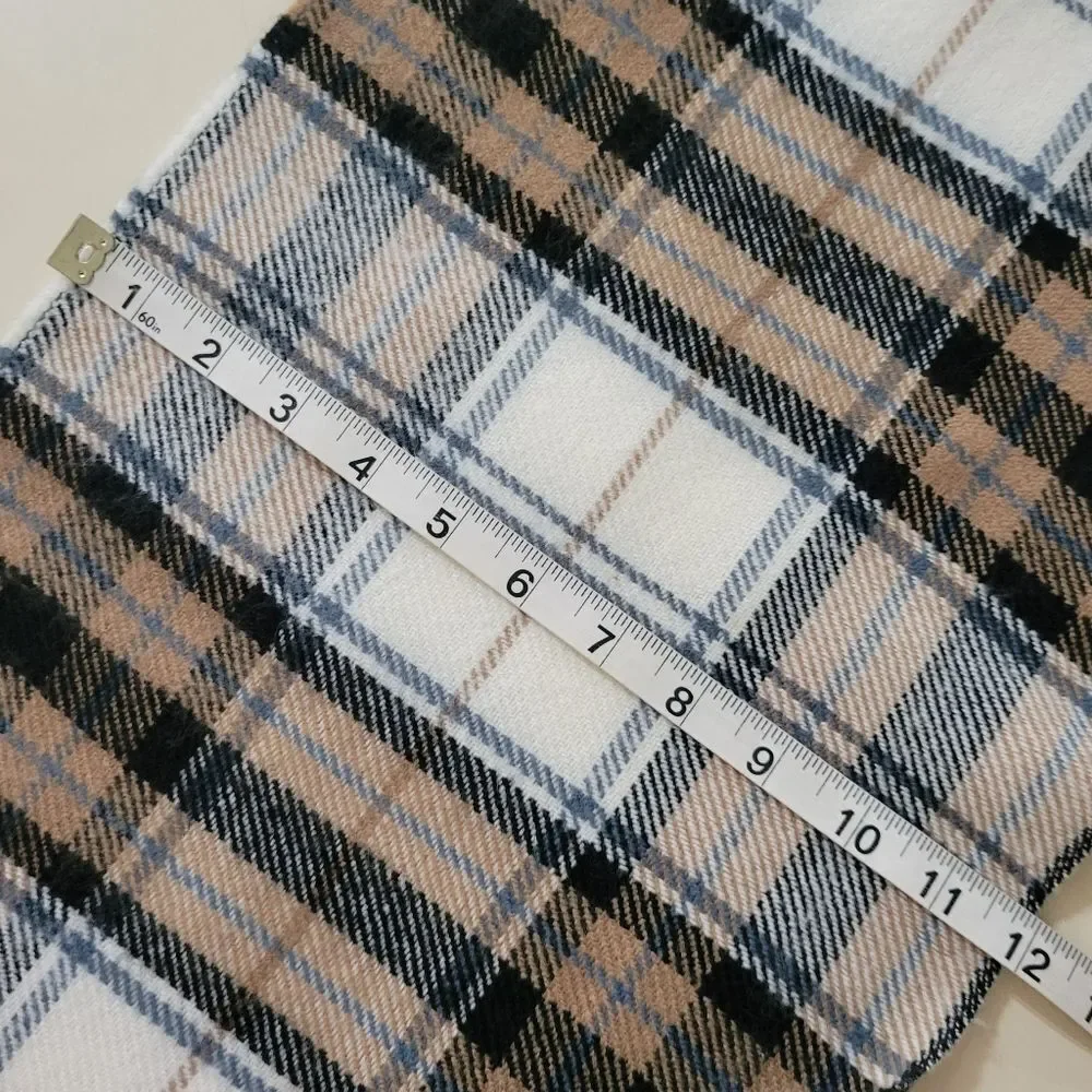 Try Now Men's Oblong Black White Tan Plaid Scarf